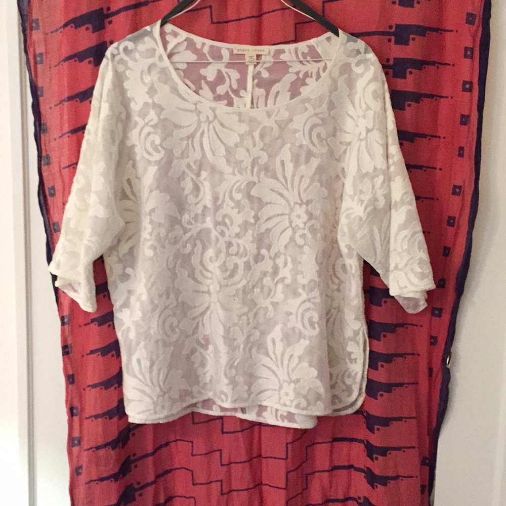 White lace top from Anthropologie